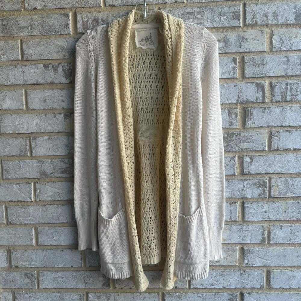Angel of the North Long Sleeve Crochet/Tight Knit Open Front Cardigan Size XS